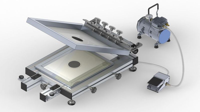 manual screen printer thin layer deposition SOFC SOEC cell ink printing vacuum pump foot pedal